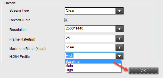 Set H264 Profile as Baseline